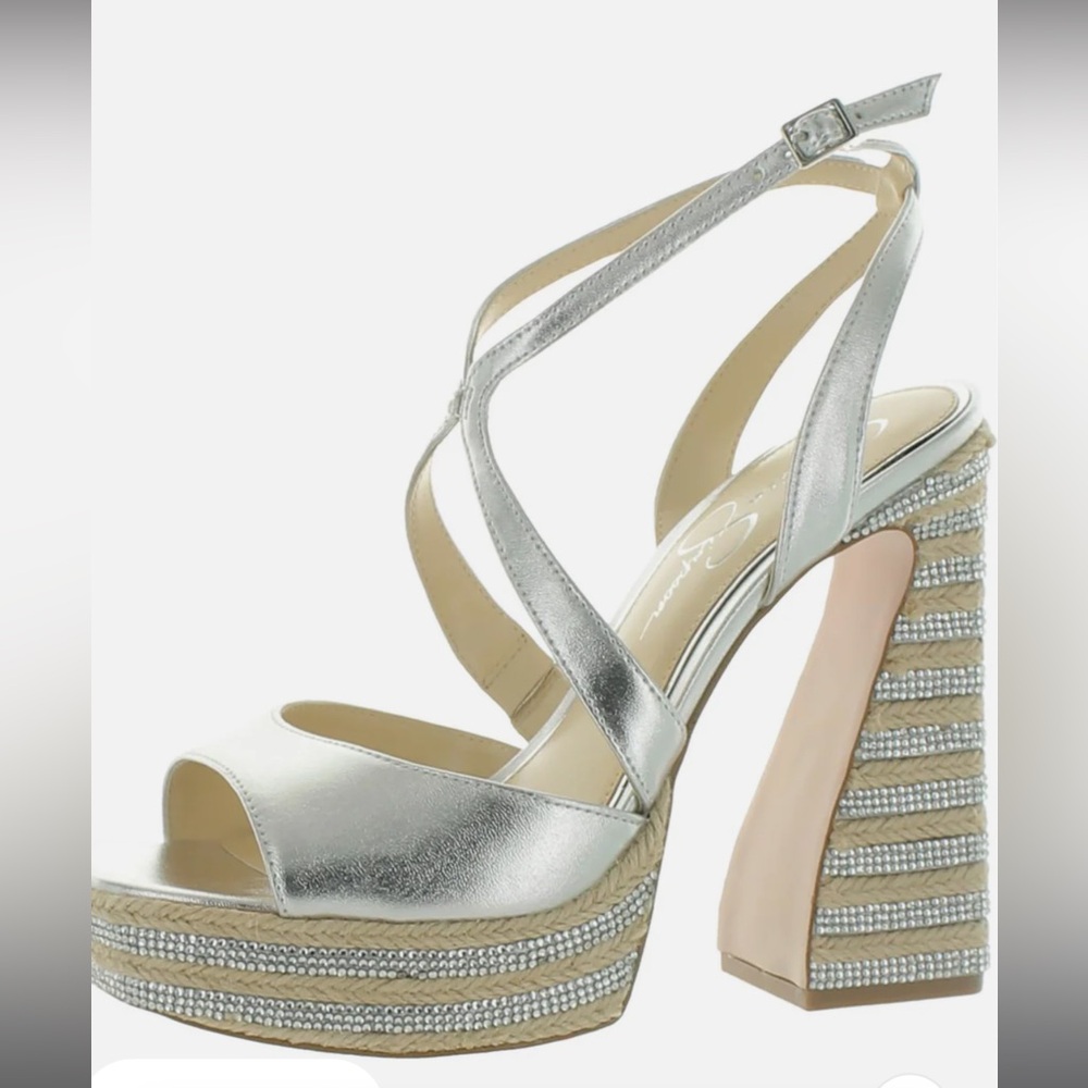 Silver Platform Strappy High Heel Sandal - Women NWOT